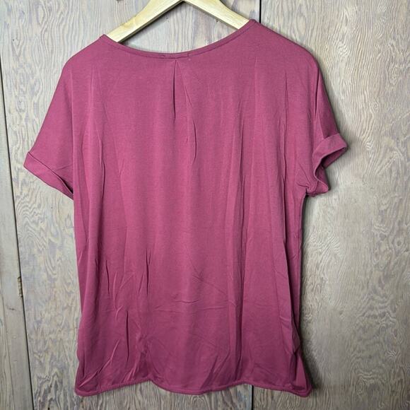 Glacier Brand Mauve Pleat Detail Short Sleeve T-Shirt Size Large - Picture 2 of 5